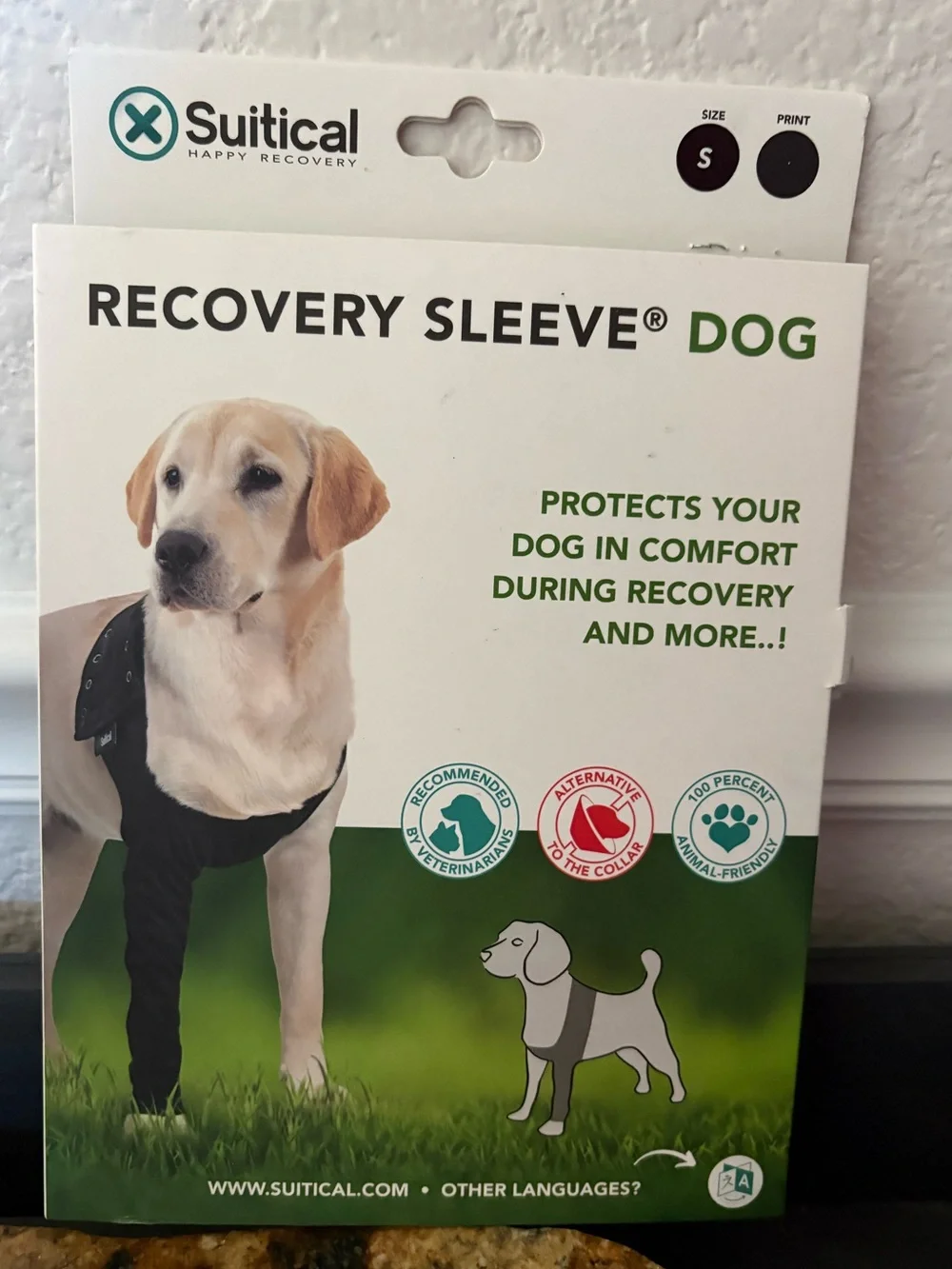 Suitical Recovery Sleeve for Dogs, Black, Small Hot Spots Surgery Injury Shield